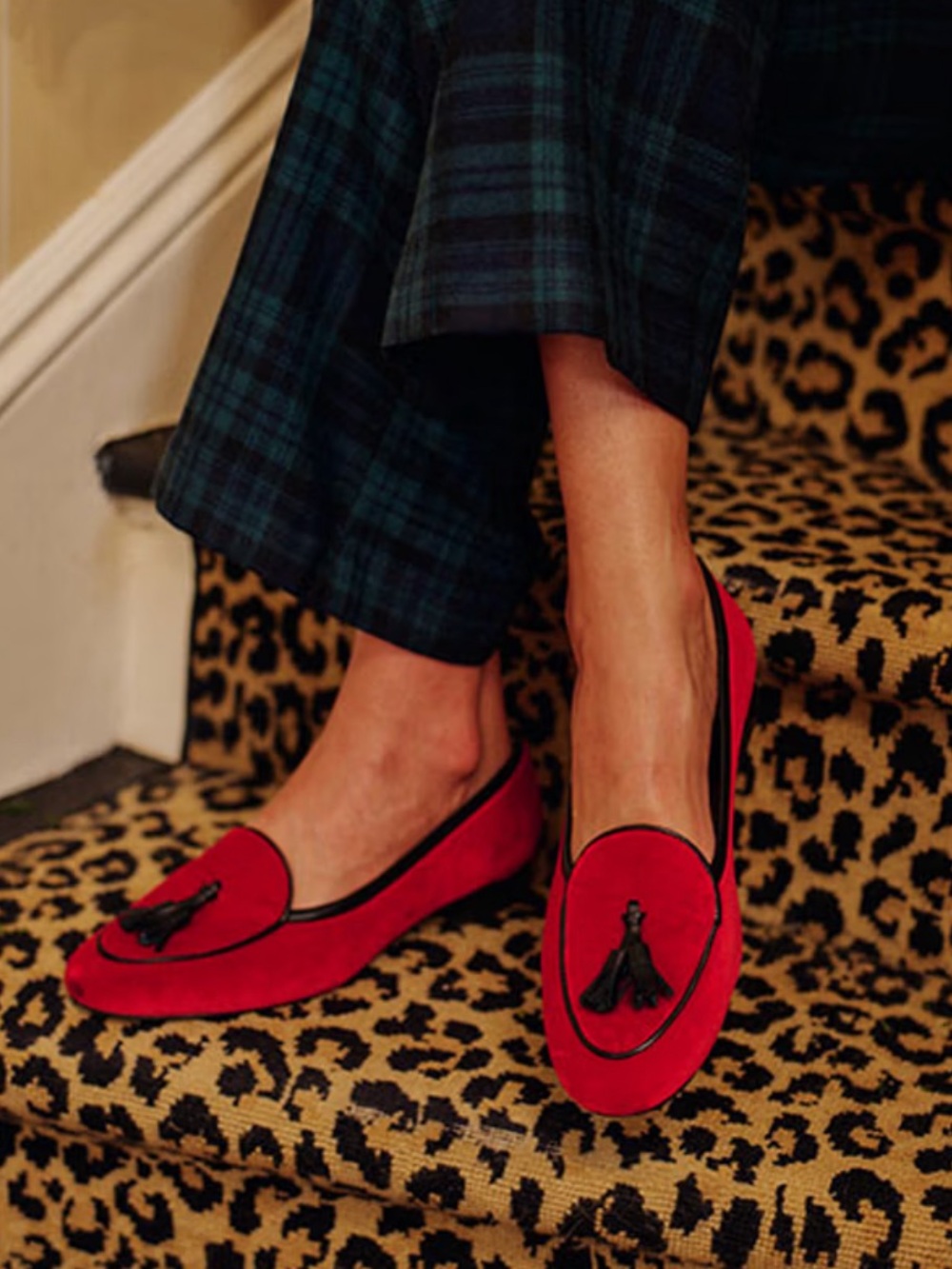 J McLaughlin Red Velvet Loafers